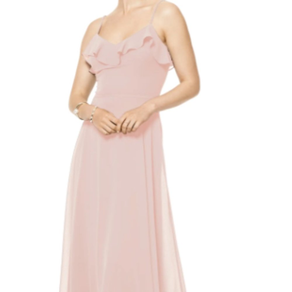 Ruffle V-Neck Chiffon Gown